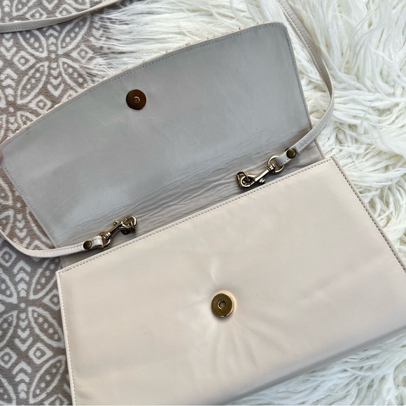 La Bella Vintage Cream Taupe Oversized Leather Clutch Handbag - Picture 2 of 5
